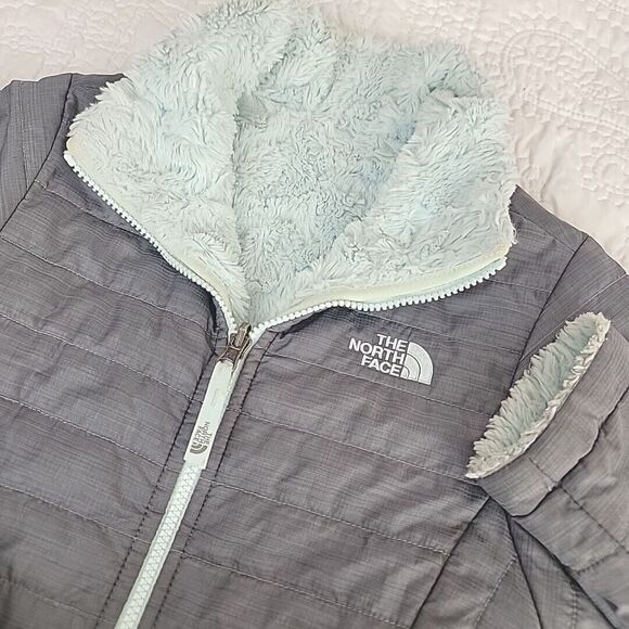 The‎ North Face Girls Reversible Mossbud Swirl Jacket  Gray Teal Large 14/16 - Picture 1 of 7